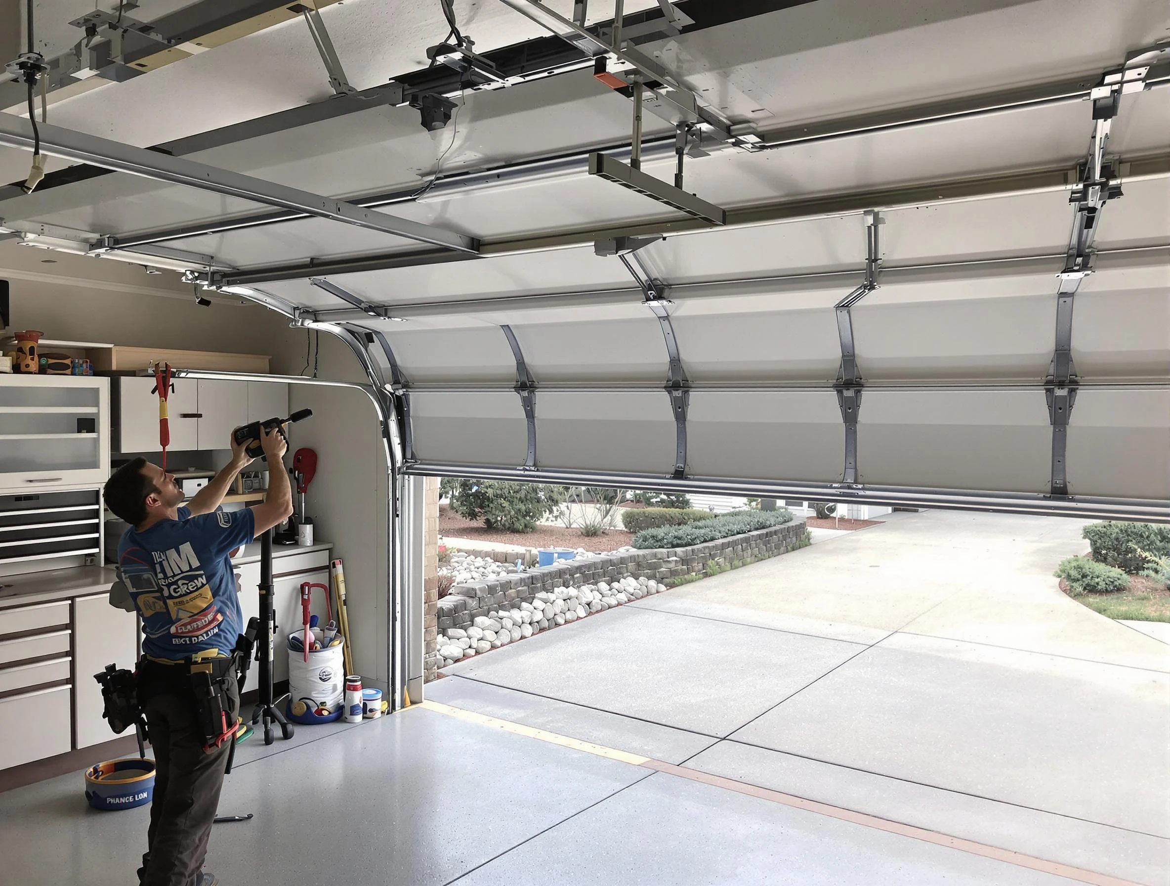 Garage door track repair service by Franklin Garage Door Repair in Franklin